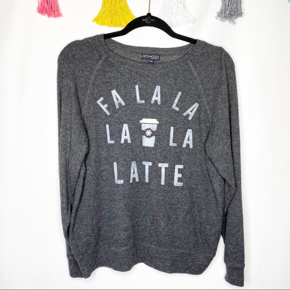 Fifth Sun Tops - Fifth Sun Fa La La La Latte Crew Neck Sweatshirt